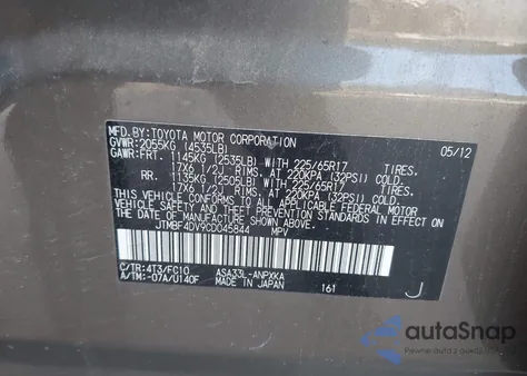 2012 Toyota Rav4 from USA, damaged, VIN JTMBF4DV9CD045844
